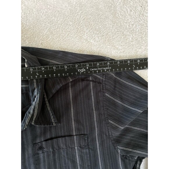 Quiksilver Button Up Black White Pin Stripe Floral Cuff Size XL - Picture 6 of 10